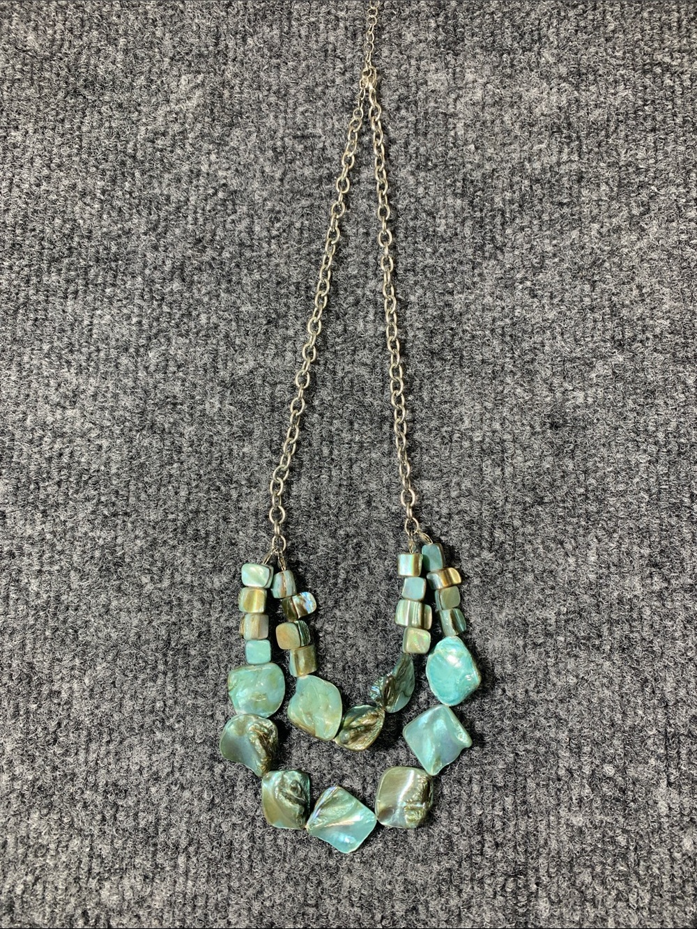Source Unknown Turquoise and Green Shell Double-Strand Necklace